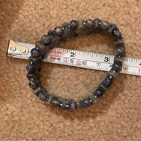 Vintage Real STONE Blue SODALITE Boho Summer Mermaid Geometric Crystal Bracelet - Picture 5 of 8